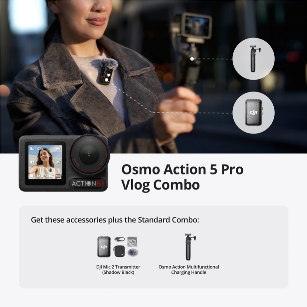 DJI Osmo Action 5 Pro - New Gen 1/1.3" sensor | Subject Tracking | 32x Slow Motion |