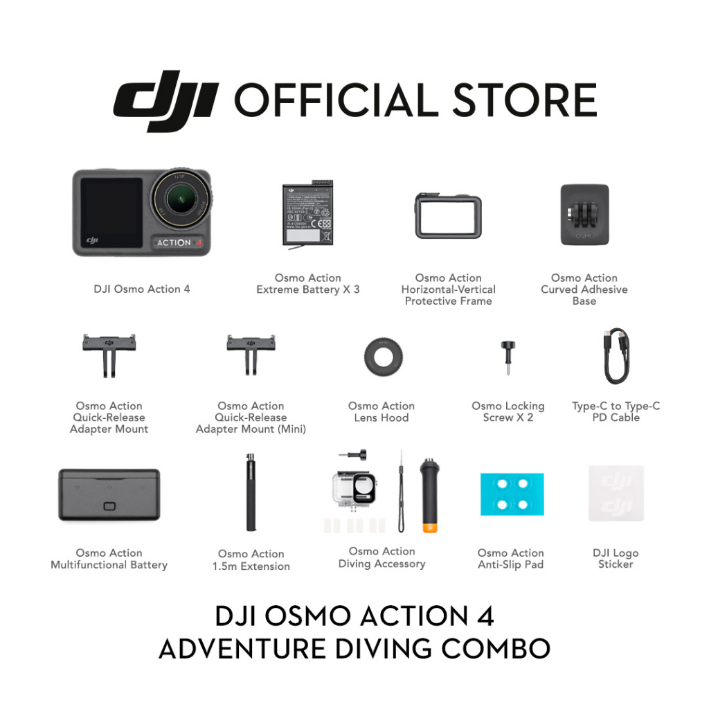 DJI Osmo Action 4 - Action Camera |10-bit & D-Log M Color Performance | Long-Lasting Battery Life