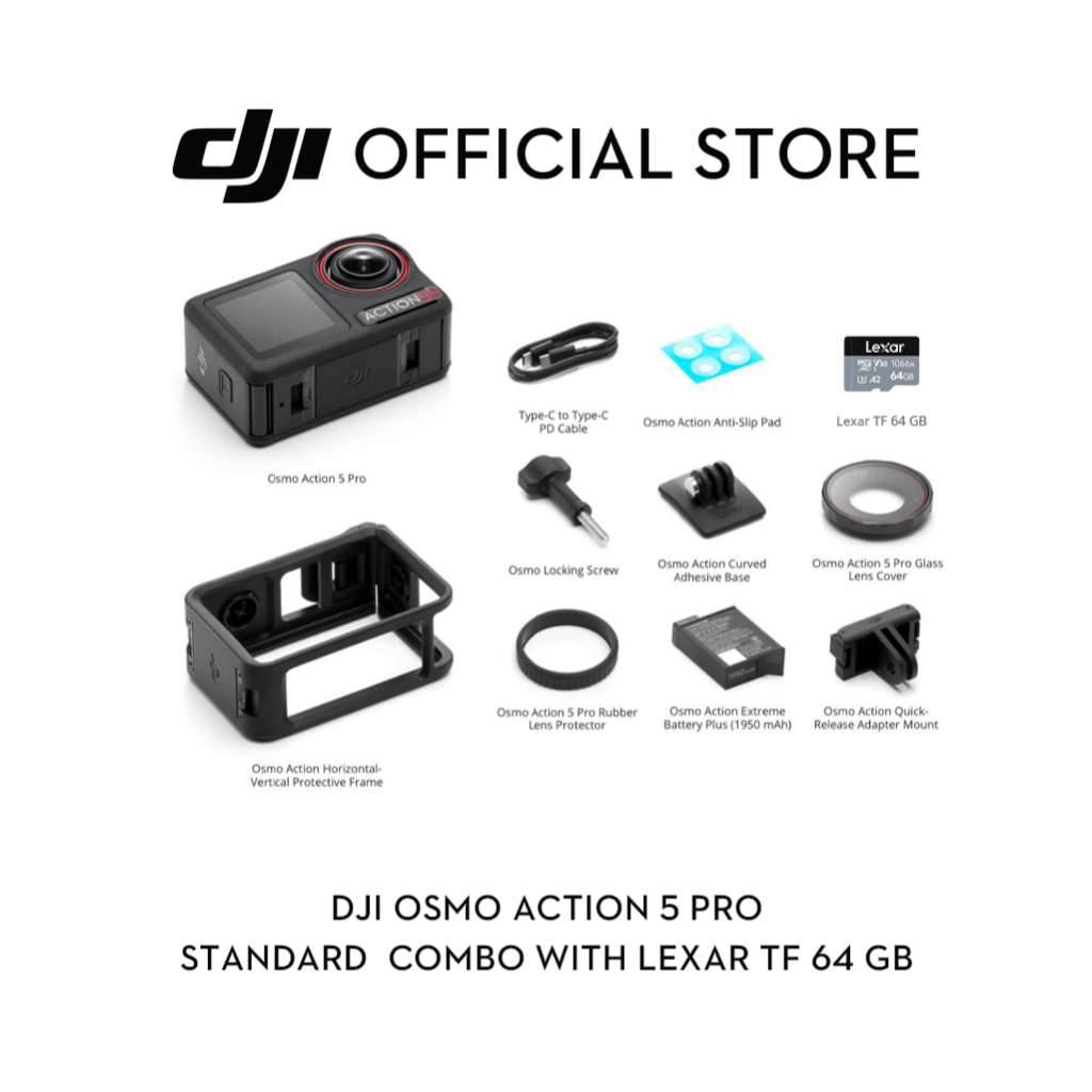 DJI Osmo Action 5 Pro - New Gen 1/1.3" sensor | Subject Tracking | 32x Slow Motion |