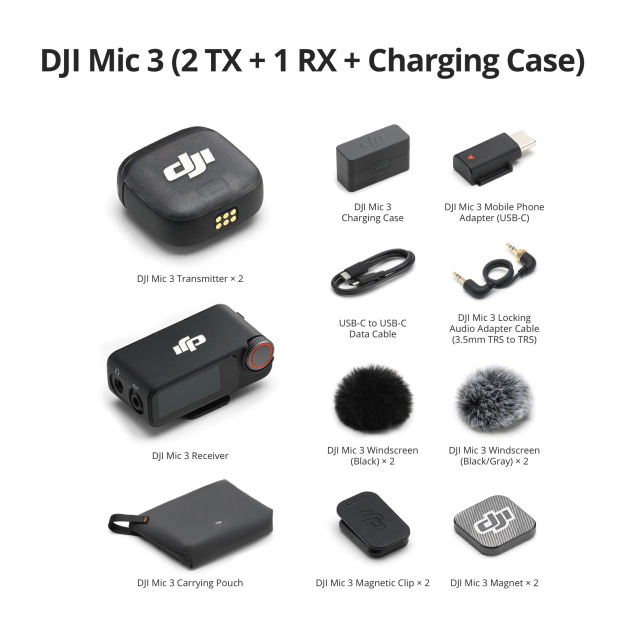 DJI Mic 3 | Four-Channel Output | Dual-Band Reliability | 48 kHz 24-bit Lossless Transmission | Dual-File Internal Recording | Two-Level Noise Cancelling | 28-Hour Extended Battery Life