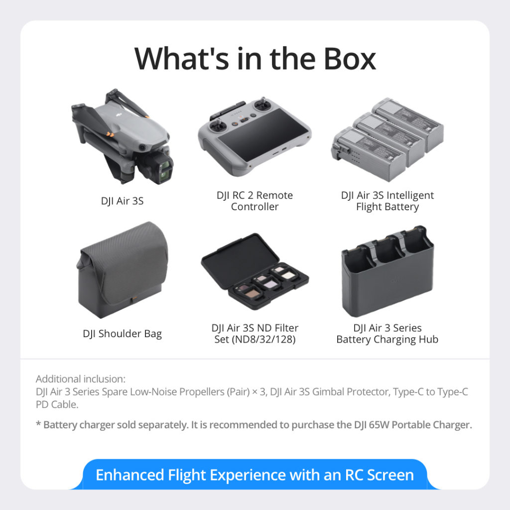 DJI Air 3S - Camera Drones | 1" CMOS Sensor Air Aesthetic | Next-Gen Smart RTH |