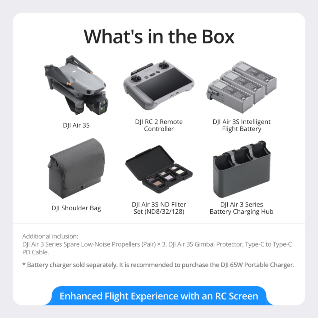 DJI Air 3S - Camera Drones | 1" CMOS Sensor Air Aesthetic | Next-Gen Smart RTH |