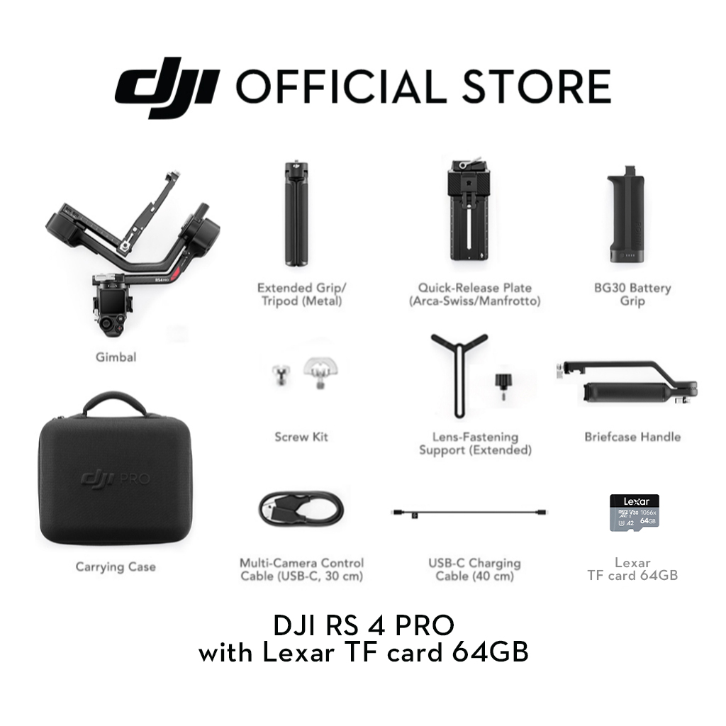 DJI RS 4 Pro - Gimbal Stabilizer | 4.5kg Payload Capacity With a 20% Increase in Motor Torque