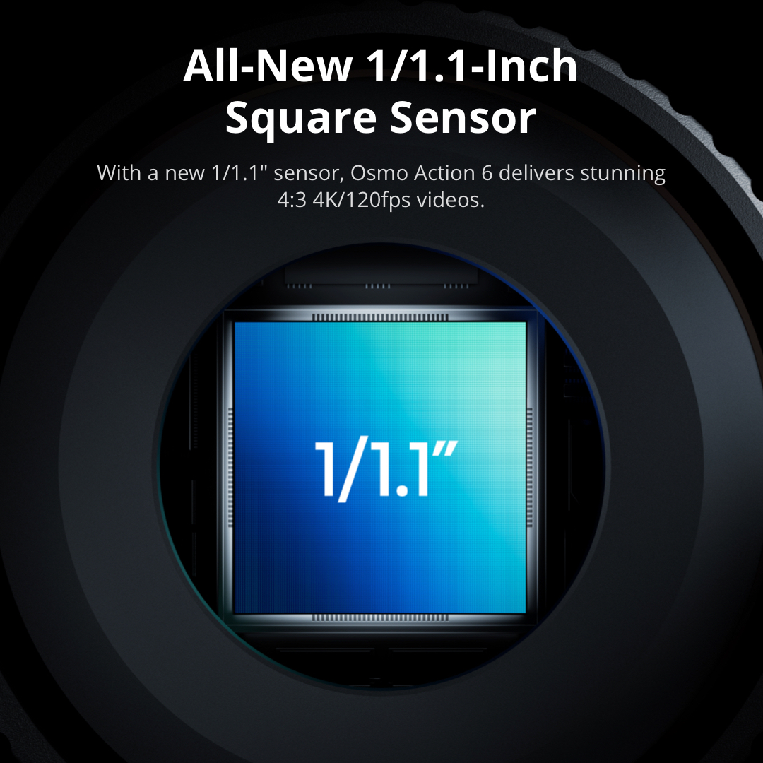 DJI Osmo Action 6 - 1/1.1” Sensor | 4K HDR | 240-min Battery | 50GB Storage | 20m Waterproof | SuperNight Mode | OsmoAudio Direct Mic