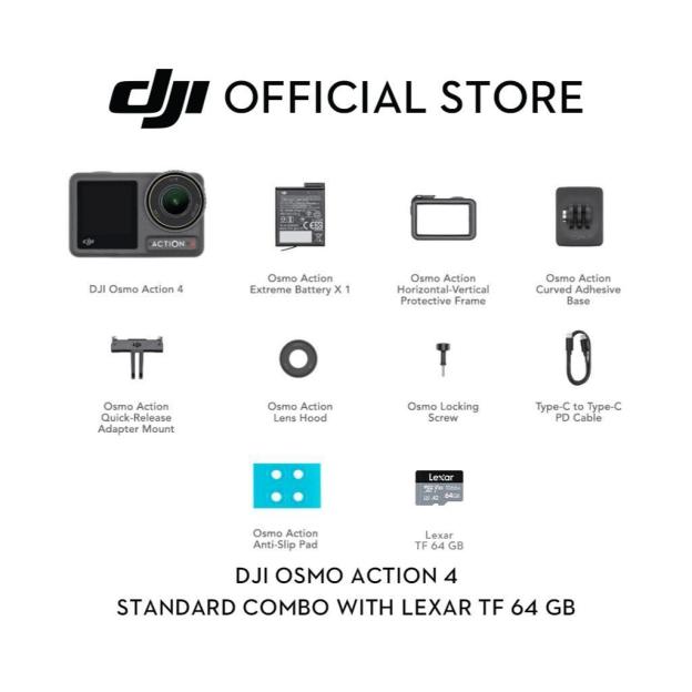 DJI Osmo Action 4 - Action Camera |10-bit & D-Log M Color Performance | Long-Lasting Battery Life