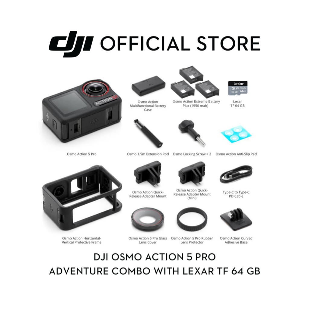 DJI Osmo Action 5 Pro - New Gen 1/1.3" sensor | Subject Tracking | 32x Slow Motion |