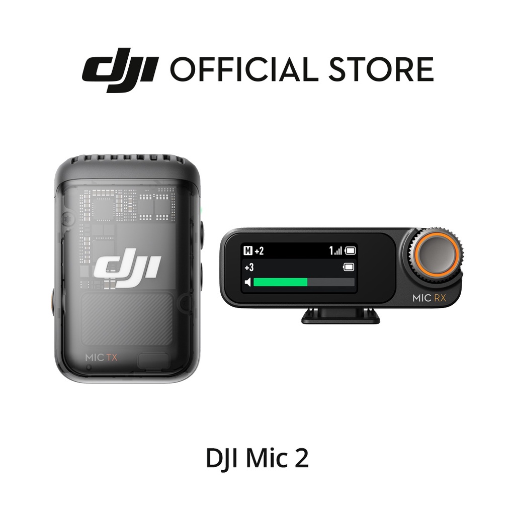 DJI Mic 2 (1 TX + 1 RX) - All-In-One, Ready to Use | 250m Range | 18-Hour Battery