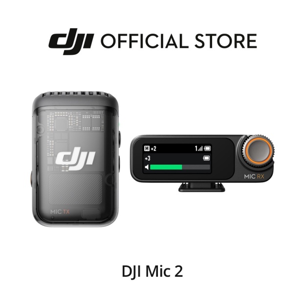 DJI Mic 2 (1 TX + 1 RX) - All-In-One, Ready to Use | 250m Range | 18-Hour Battery