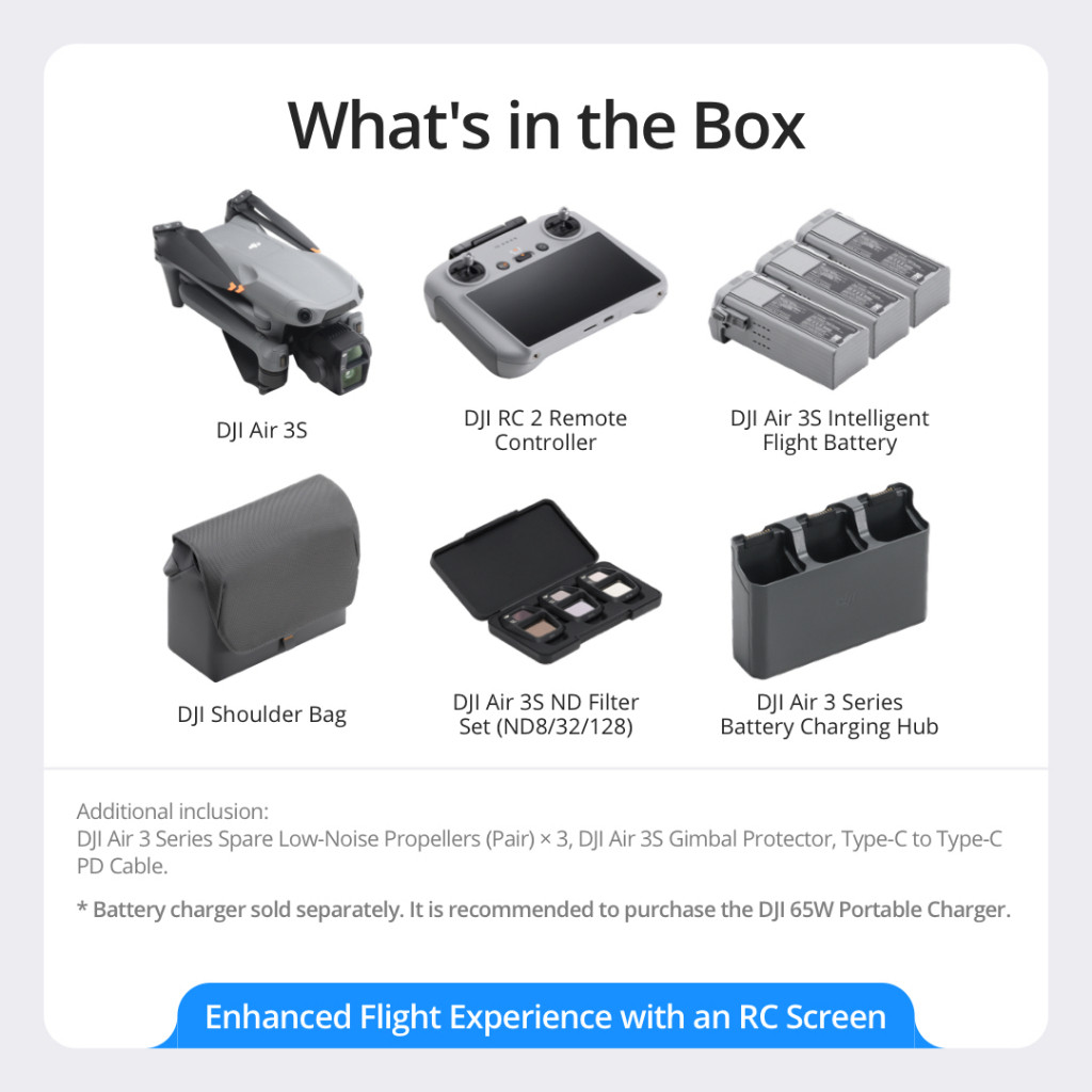 DJI Air 3S - Camera Drones | 1" CMOS Sensor Air Aesthetic | Next-Gen Smart RTH |