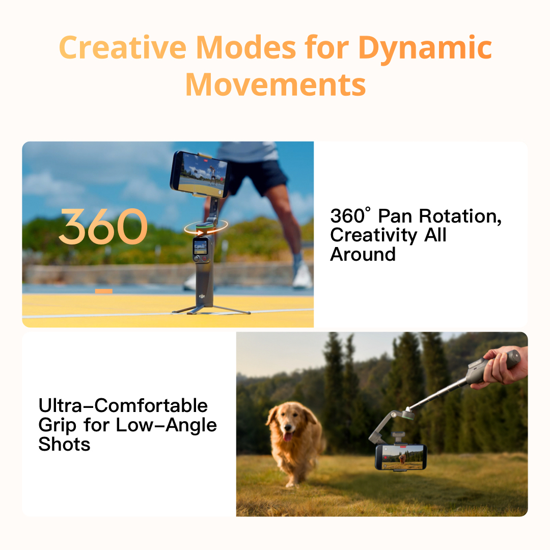DJI Osmo Mobile 8P - 3 Axis Gimbal | Subject Tracking | Extension Rod Tripod | 10 Hour Battery