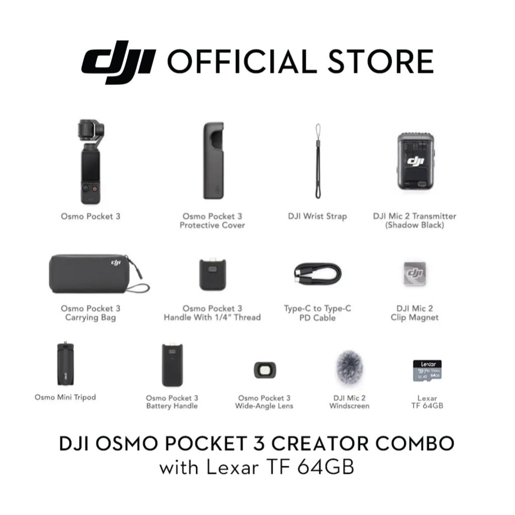 DJI Osmo Pocket 3 - Handheld 1-Inch CMOS & 4K/120fps | 2-Inch Rotatable Screen