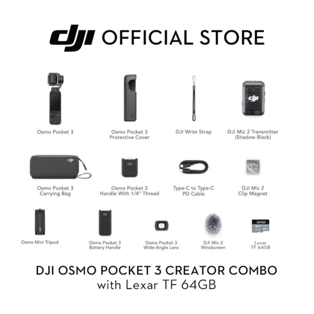 DJI Osmo Pocket 3 - Handheld 1-Inch CMOS & 4K/120fps | 2-Inch Rotatable Screen