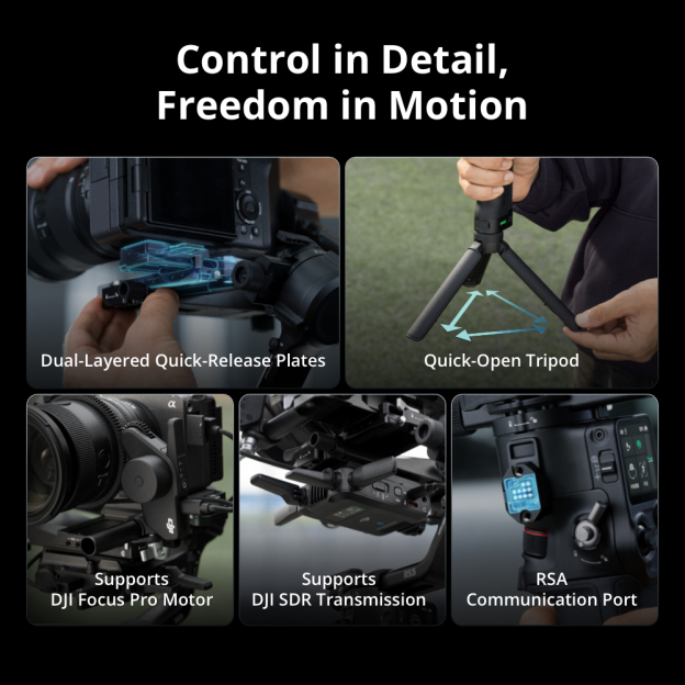 DJI RS 5 – Lightweight Commercial Gimbal | Intelligent Tracking | Electronic Briefcase Handle | 1-Hour Fast Charge | Auto Axis Locks