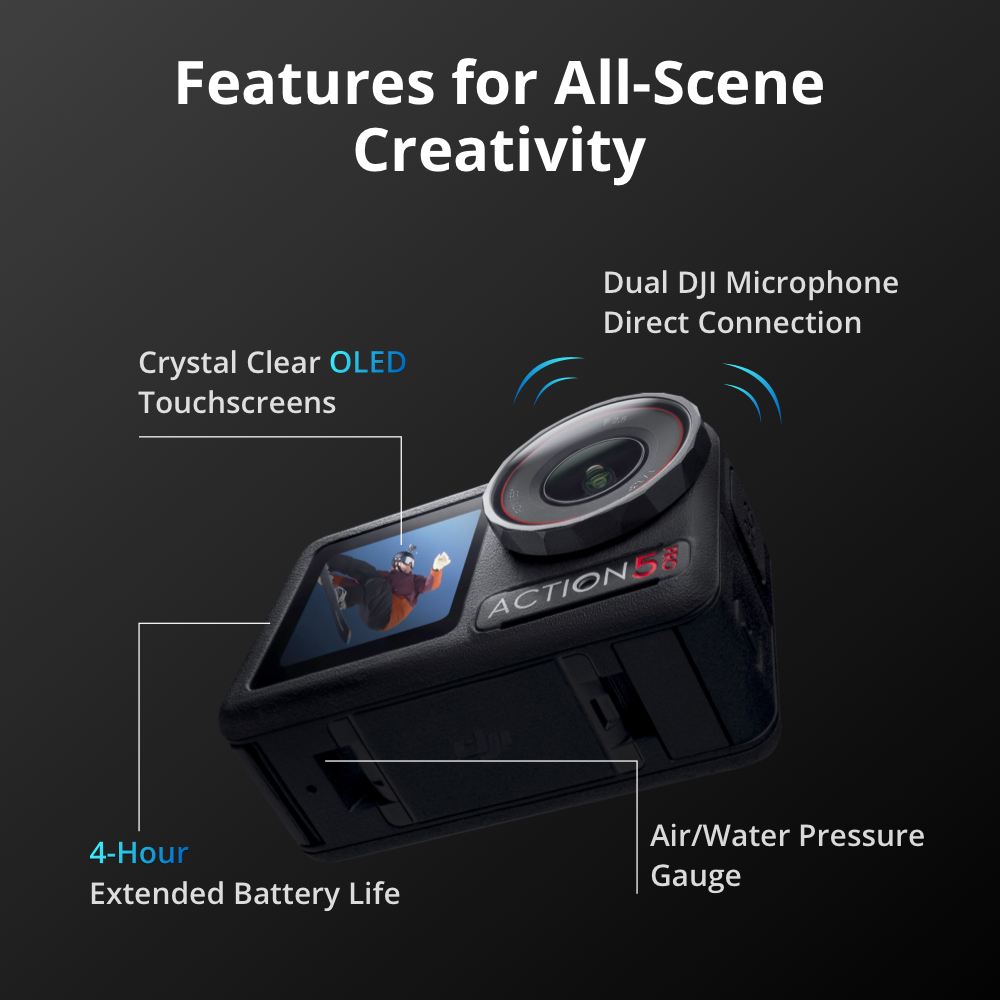 DJI Osmo Action 5 Pro - [NEW]Gen 1/1.3" sensor | Subject Tracking | 32x Slow Motion |
