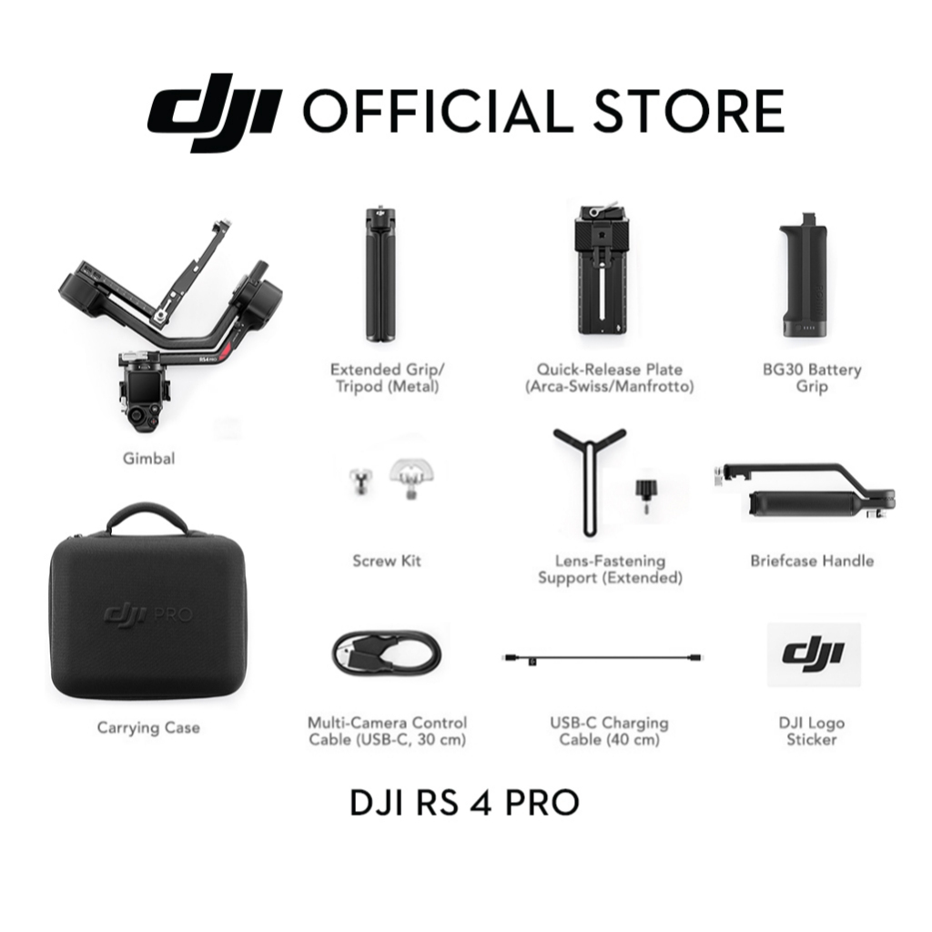 DJI RS 4 Pro - Gimbal Stabilizer | 4.5kg Payload Capacity With a 20% I
