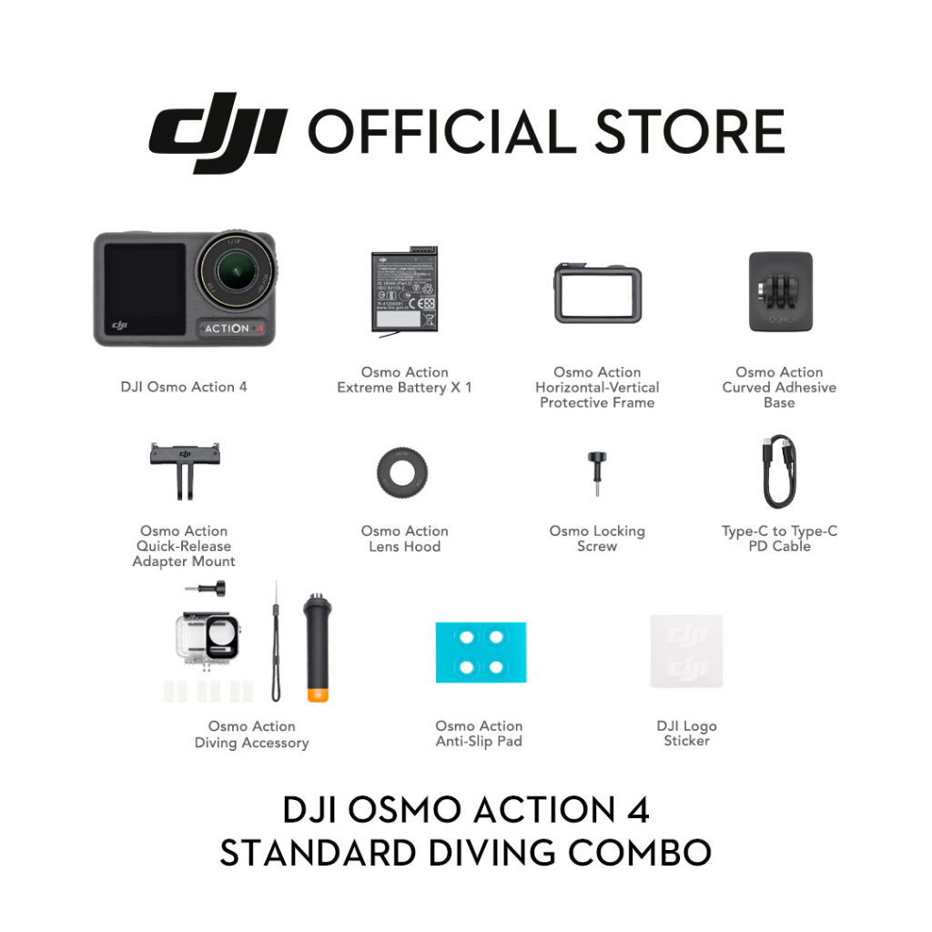 DJI Osmo Action 4 - Action Camera |10-bit & D-Log M Color Performance | Long-Lasting Battery Life