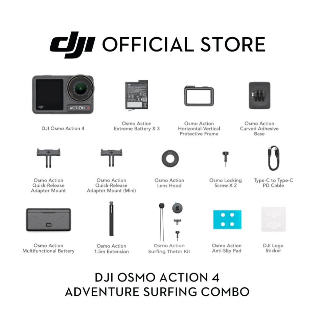 DJI Osmo Action 4 - Action Camera |10-bit & D-Log M Color Performance | Long-Lasting Battery Life