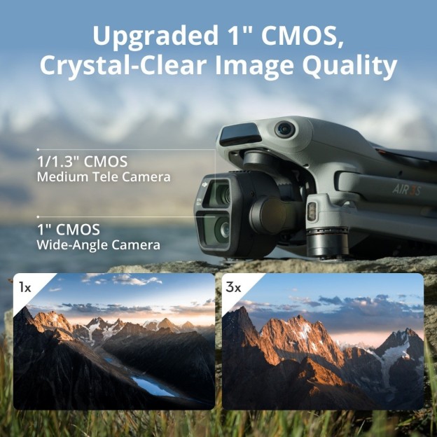 DJI Air 3S - Camera Drones | 1" CMOS Sensor Air Aesthetic | Next-Gen Smart RTH |