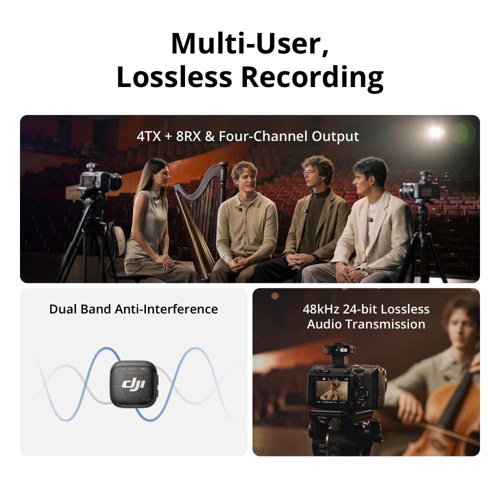 DJI Mic 3 | Four-Channel Output | Dual-Band Reliability | 48 kHz 24-bit Lossless Transmission | Dual-File Internal Recording | Two-Level Noise Cancelling | 28-Hour Extended Battery Life