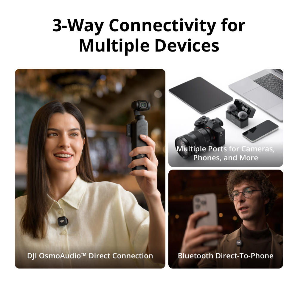 DJI Mic 3 | Four-Channel Output | Dual-Band Reliability | 48 kHz 24-bit Lossless Transmission | Dual-File Internal Recording | Two-Level Noise Cancelling | 28-Hour Extended Battery Life