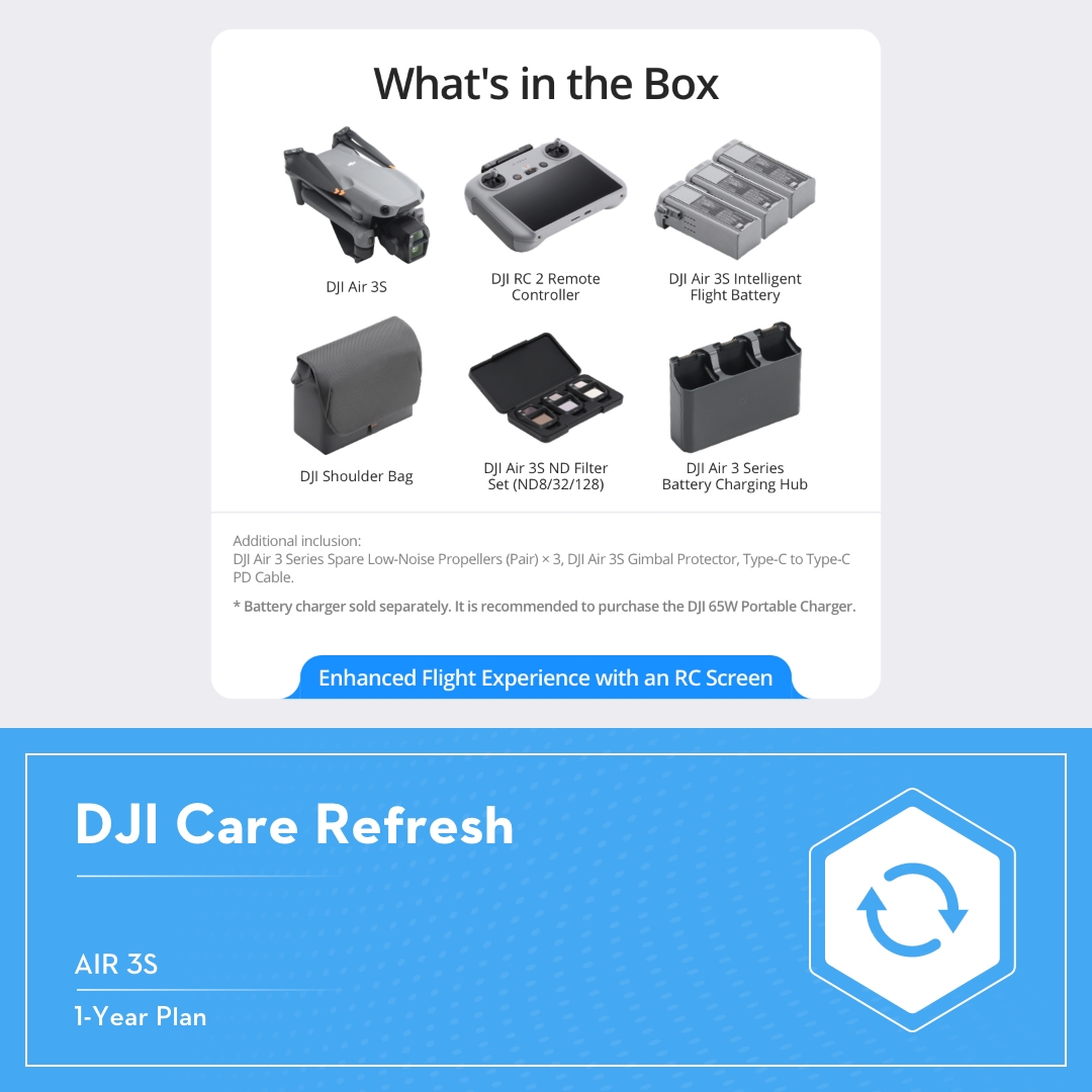 DJI Air 3S - Camera Drones | 1" CMOS Sensor Air Aesthetic | Next-Gen Smart RTH |