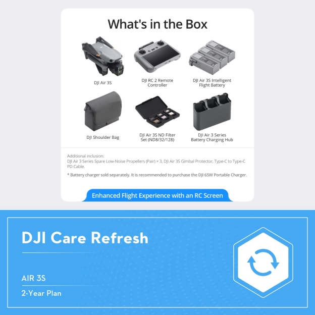 DJI Air 3S - Camera Drones | 1" CMOS Sensor Air Aesthetic | Next-Gen Smart RTH |