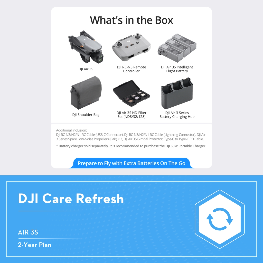 DJI Air 3S - Camera Drones | 1" CMOS Sensor Air Aesthetic | Next-Gen Smart RTH |
