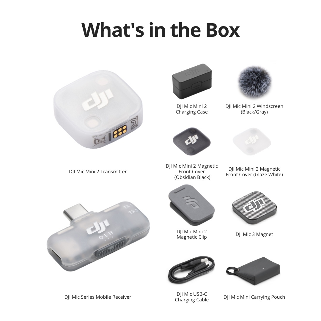 DJI Mic Mini 2 - Wireless Mic | Noise Cancelling | OsmoAudio Direct | 48 Hour Battery