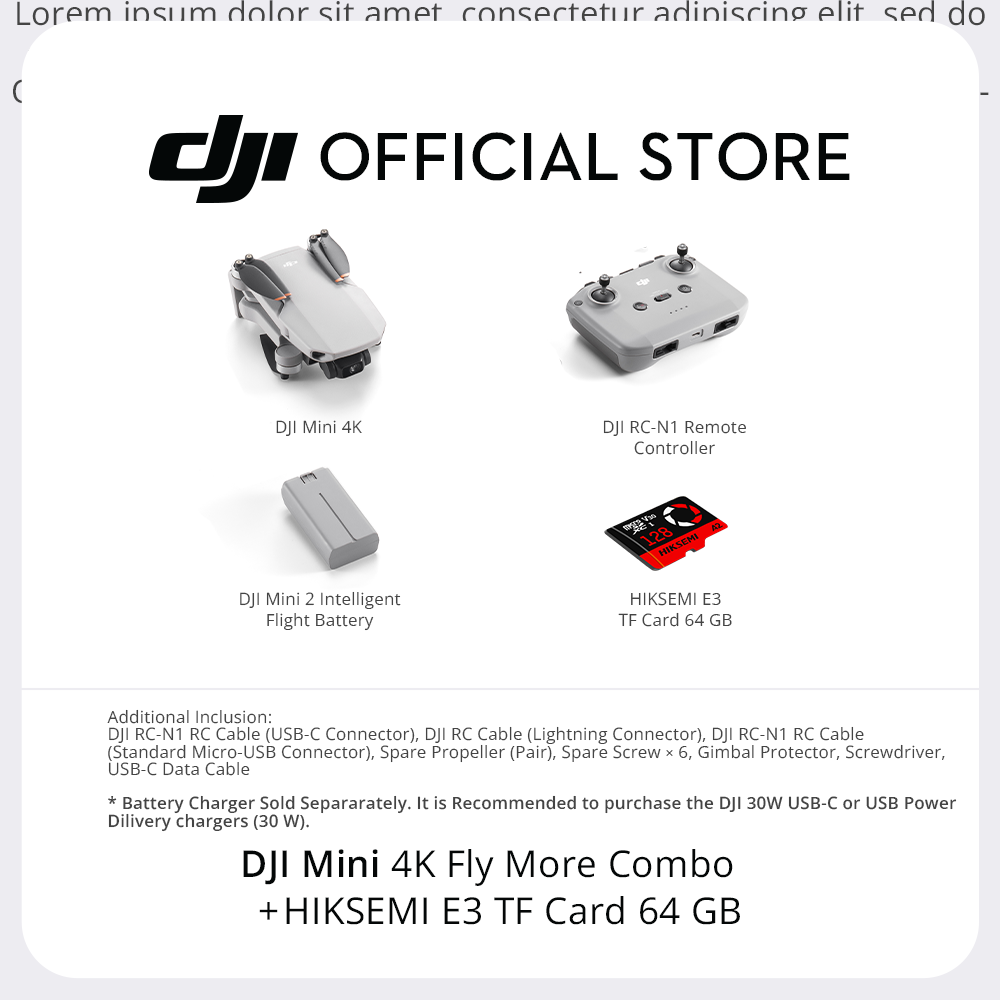 DJI Mini 4K - Light & Portable Camera Drone Under 249g | 4K/30fps High Quality Footage