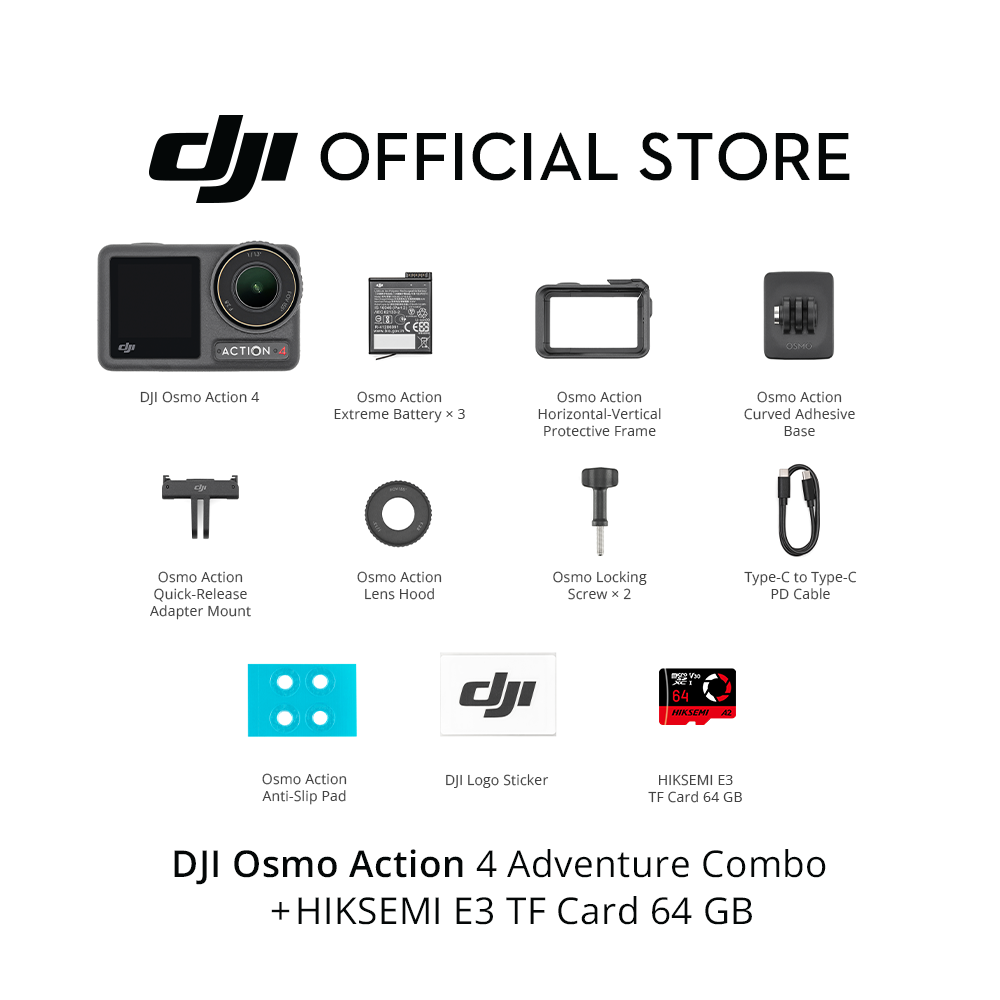 DJI Osmo Action 4 - Action Camera |10-bit & D-Log M Color Performance | Long-Lasting Battery Life
