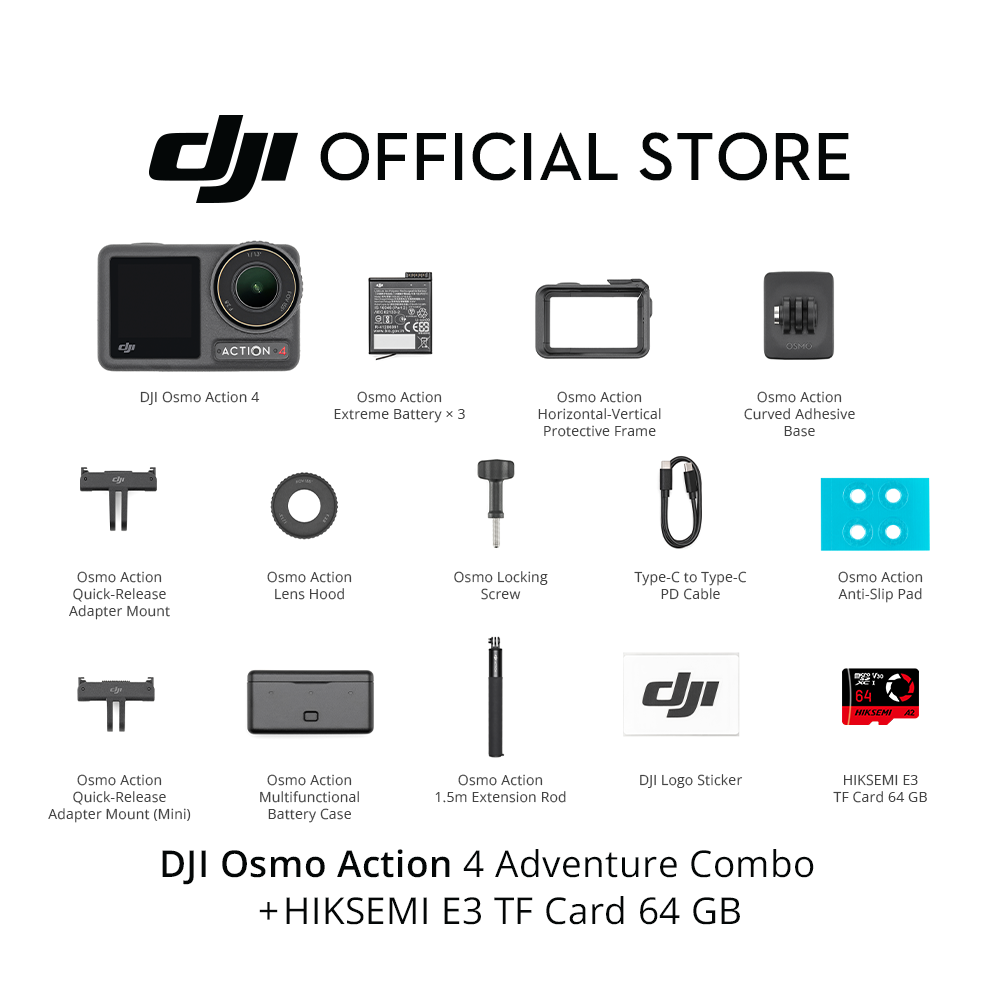 DJI Osmo Action 4 - Action Camera |10-bit & D-Log M Color Performance | Long-Lasting Battery Life