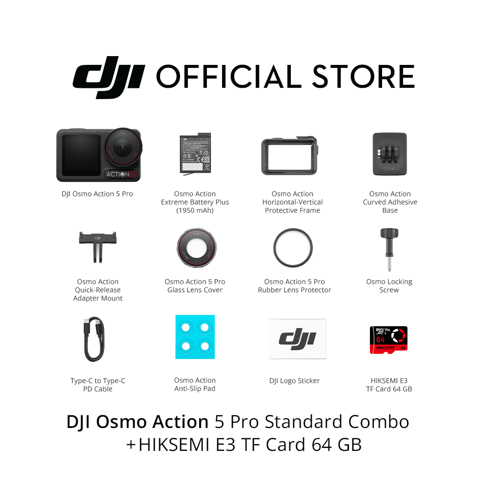 DJI Osmo Action 5 Pro - New Gen 1/1.3" sensor | Subject Tracking | 32x Slow Motion |