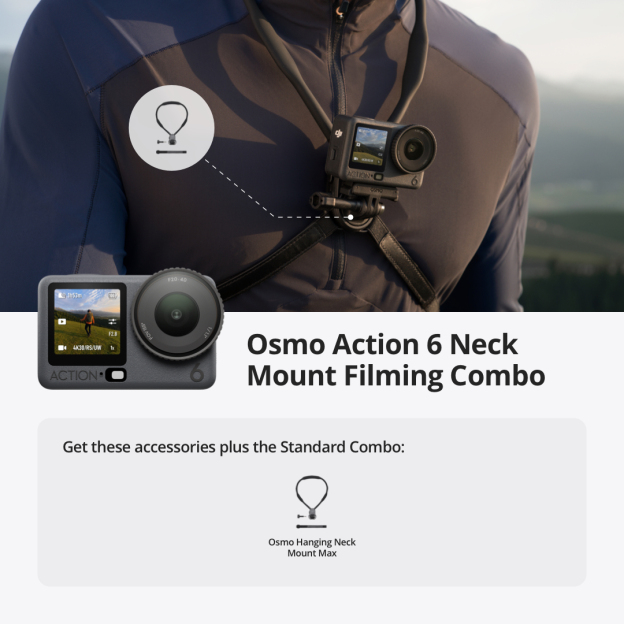 DJI Osmo Action 6 - 1/1.1” Sensor | 4K HDR | 240-min Battery | 50GB Storage | 20m Waterproof | SuperNight Mode | OsmoAudio Direct Mic