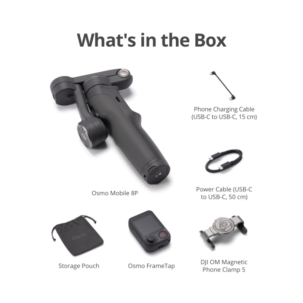 DJI Osmo Mobile 8P - 3 Axis Gimbal | Subject Tracking | Extension Rod Tripod | 10 Hour Battery