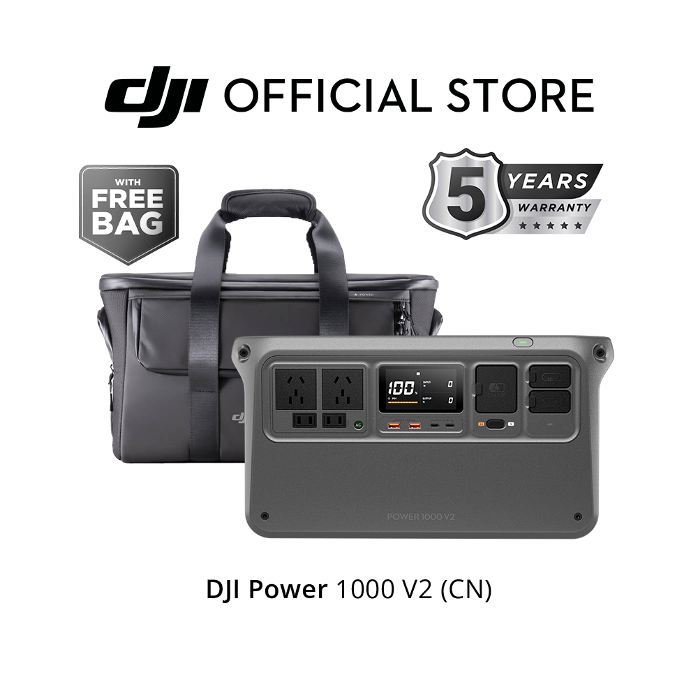  [With Free Bag for 1000V2] DJI Portable Power Station 1000/1000 V2 - Capacity 1024Wh | Output Power 2200-2600W | AC Recharge 0-80% in 37-50mins