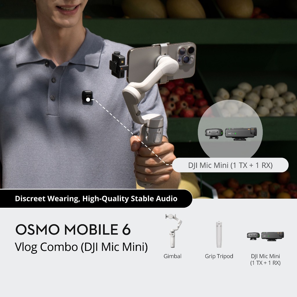 DJI Osmo Mobile 6 - Smartphone Gimbal Stabilizer I 3-Axis Stabilization I Built-In Extension Rod