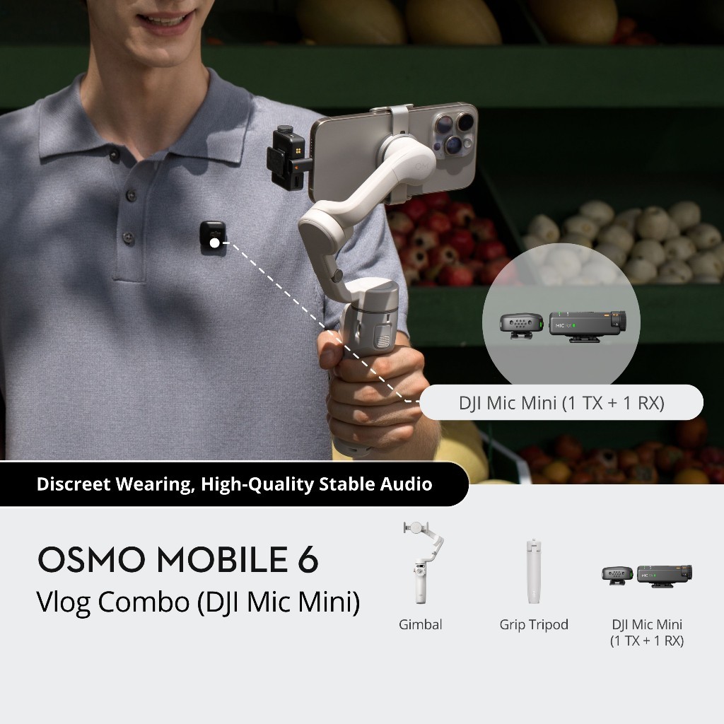 DJI Osmo Mobile 6 - Smartphone Gimbal Stabilizer I 3-Axis Stabilization I Built-In Extension Rod
