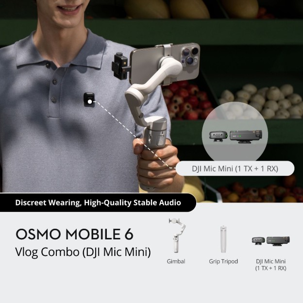 DJI Osmo Mobile 6 - Smartphone Gimbal Stabilizer I 3-Axis Stabilization I Built-In Extension Rod