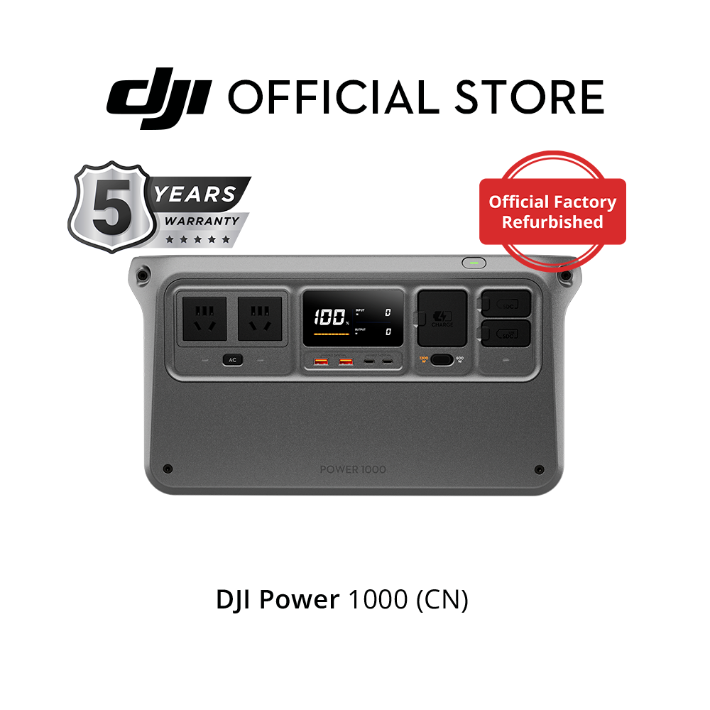 DJI Portable Power Station 1000/1000 V2 - Capacity 1024Wh | Output Power 2200-2600W | AC Recharge 0-80% in 37-50mins