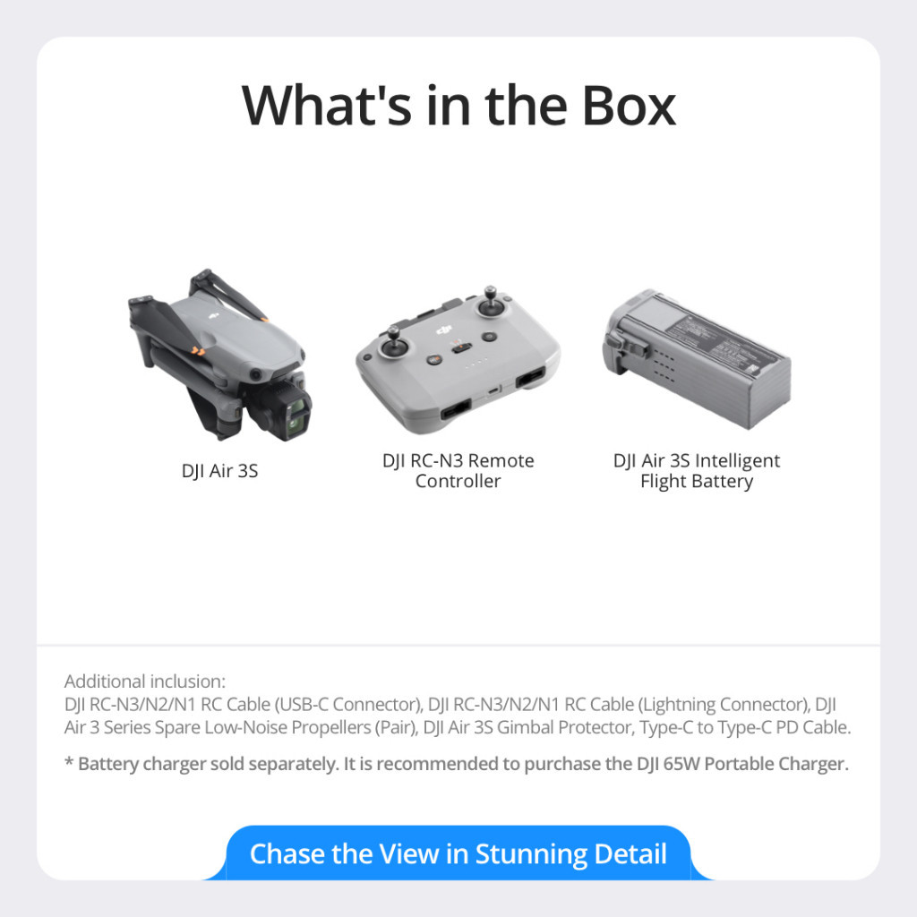DJI Air 3S - Camera Drones | 1" CMOS Sensor Air Aesthetic | Next-Gen Smart RTH |