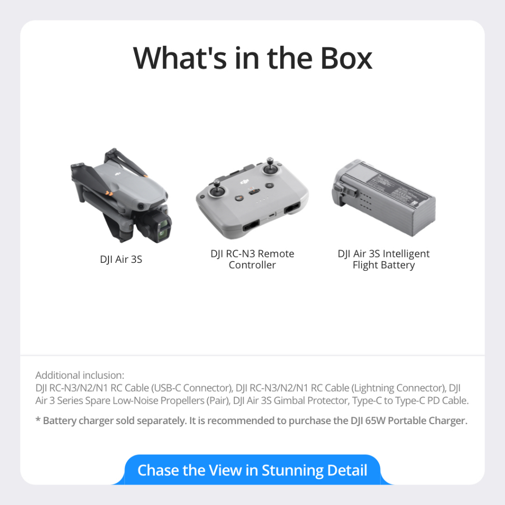DJI Air 3S - Camera Drones | 1" CMOS Sensor Air Aesthetic | Next-Gen Smart RTH |