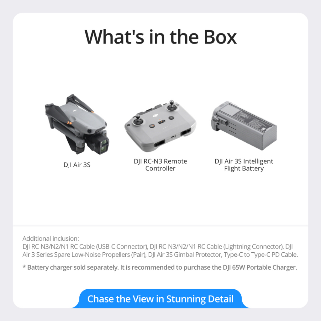 DJI Air 3S - Camera Drones | 1" CMOS Sensor Air Aesthetic | Next-Gen Smart RTH |