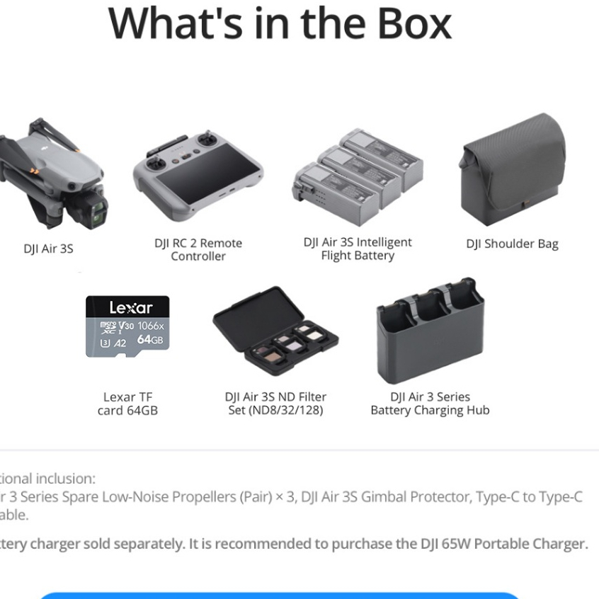 DJI Air 3S - Camera Drones | 1" CMOS Sensor Air Aesthetic | Next-Gen Smart RTH |