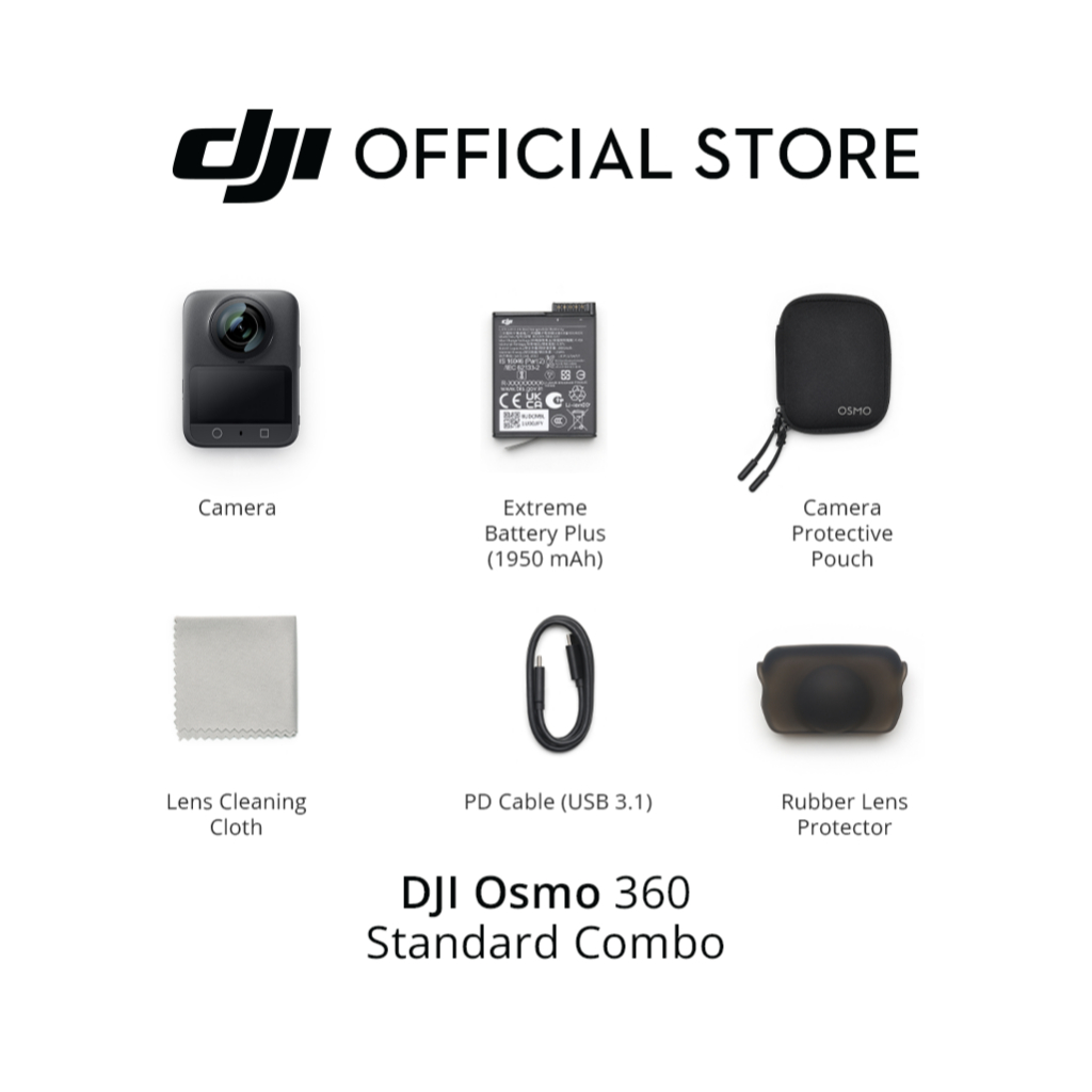 DJI Osmo 360 | Native 8K 360° Video | 105GB Built-in Storage | Waterpr
