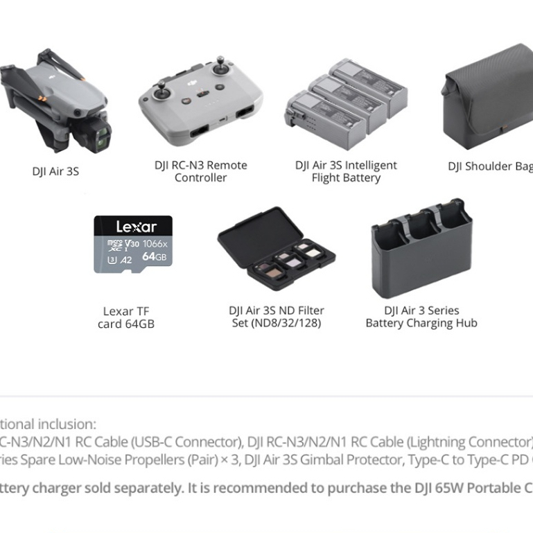 DJI Air 3S - Camera Drones | 1" CMOS Sensor Air Aesthetic | Next-Gen Smart RTH |