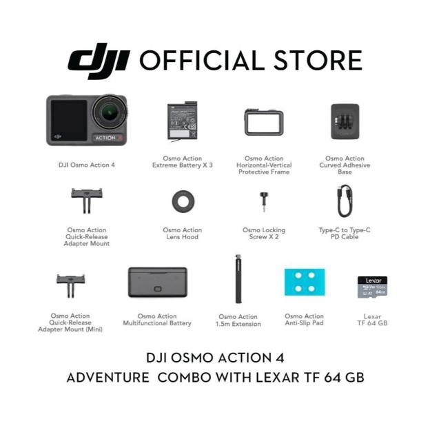 DJI Osmo Action 4 - Action Camera |10-bit & D-Log M Color Performance | Long-Lasting Battery Life