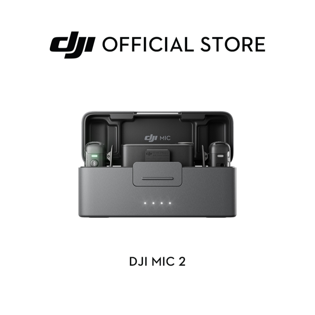 DJI Mic 2 (2 TX + 1RX + Charging Case)- All-In-One, Ready to Use | 250m Range | 18-Hour Battery