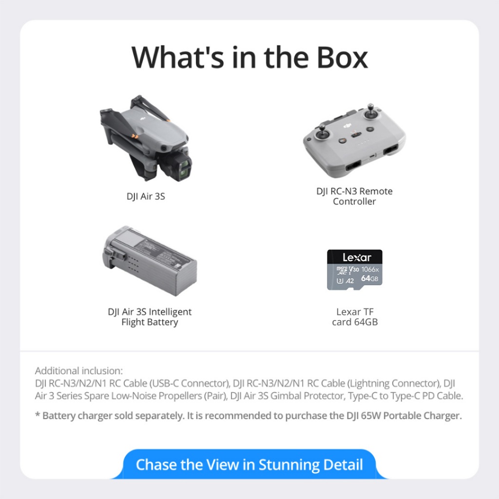 DJI Air 3S - Camera Drones | 1" CMOS Sensor Air Aesthetic | Next-Gen Smart RTH |