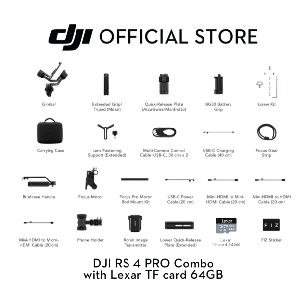 DJI RS 4 Pro - Gimbal Stabilizer | 4.5kg Payload Capacity With a 20% Increase in Motor Torque