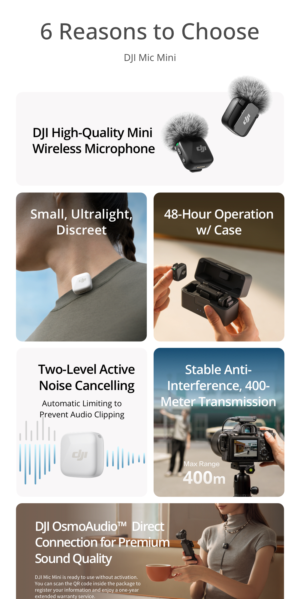 DJI Mic Mini - Ultralight, Discreet Microphone | 11.5h Operating